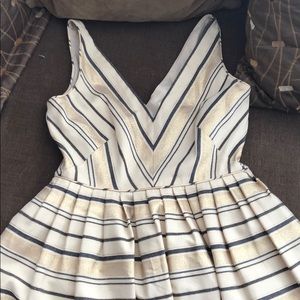 J crew fit and flare striped dress
